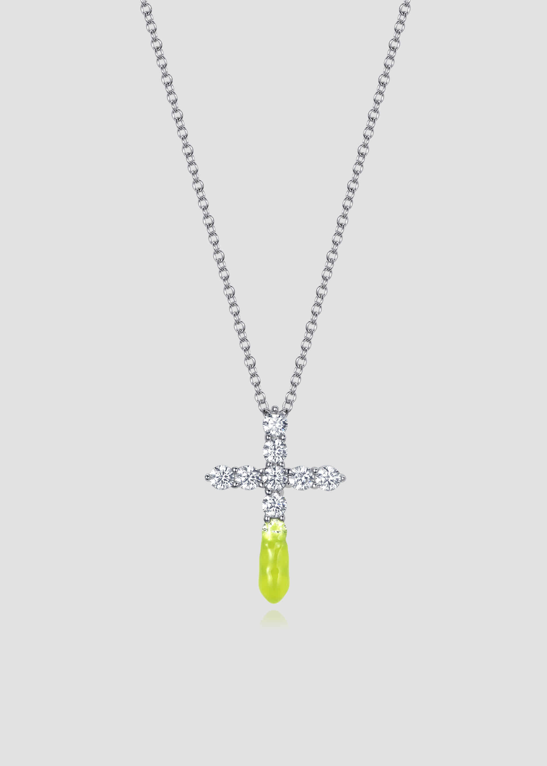 Cross Necklace_Neon Lime